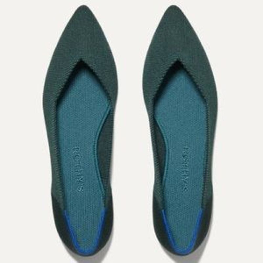 Rothy's Women's The Point Sea Green Slip On Flat Shoes Size 13 NWOT - Picture 1 of 8